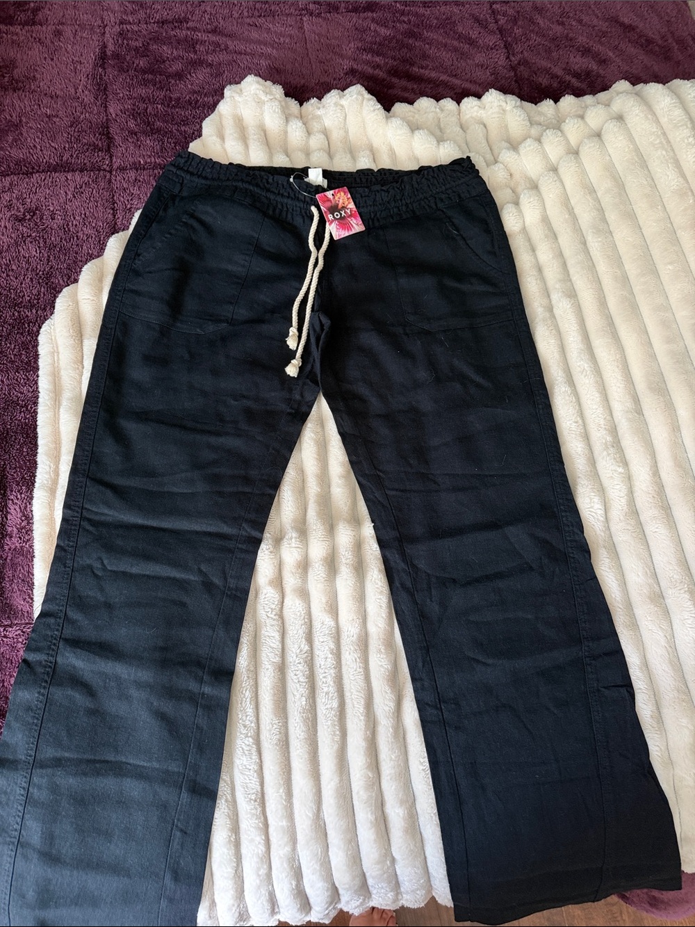 Women’s Black Drawstring Casual linen Pants